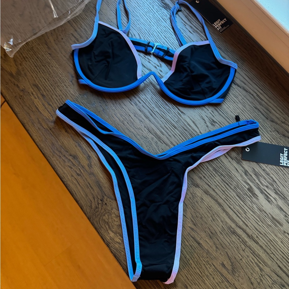 NWT Elegant Black and Blue Bikini Set - ONEONE